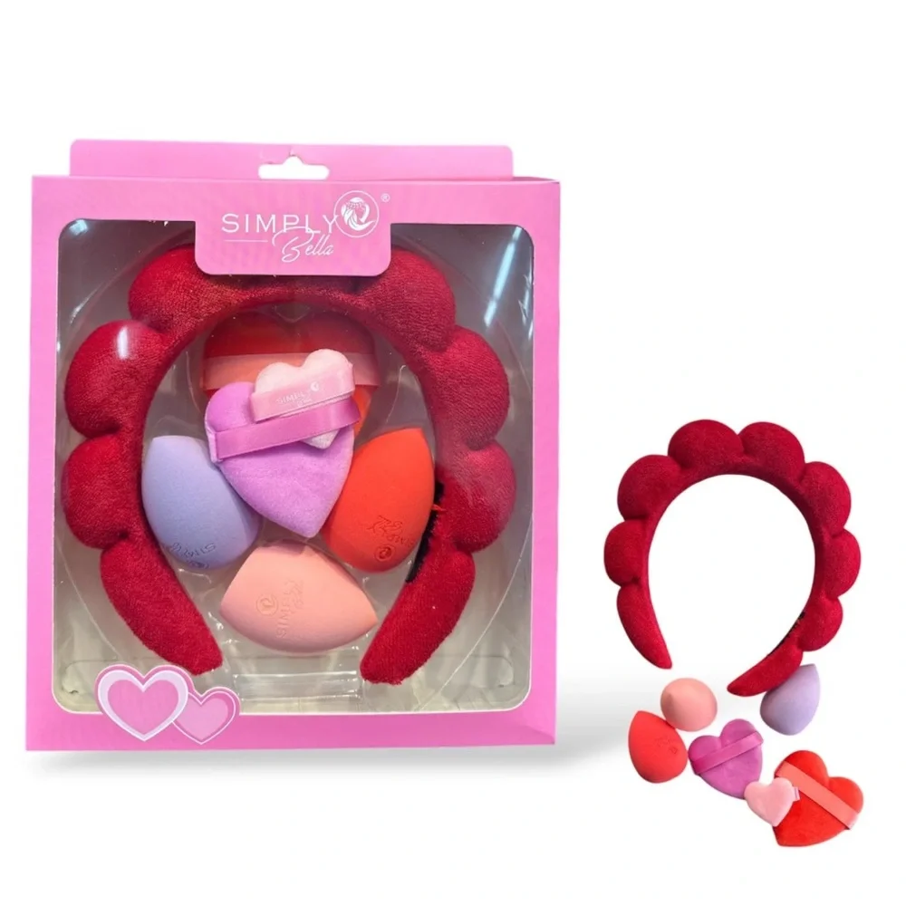 Red Spa Headband and Makeup Sponge Set - Picture 3 of 3